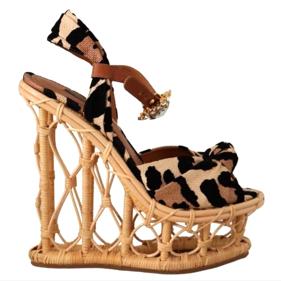 Dolce & Gabbana Shoes - Dolce & Gabbana 💎 Rattan Platforms Designer Crystal Strap Sandals Shoes EU 39